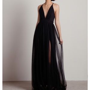 Tobi tulle black maxi. Worn once for engagement photos. Padded top. Double slits